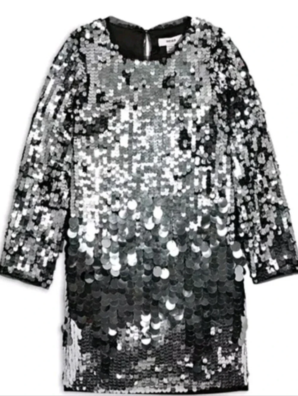 REISS Girls' Size 9-10 Hattie Black Silver Long Sleeve Sequin Dress Msrp $160